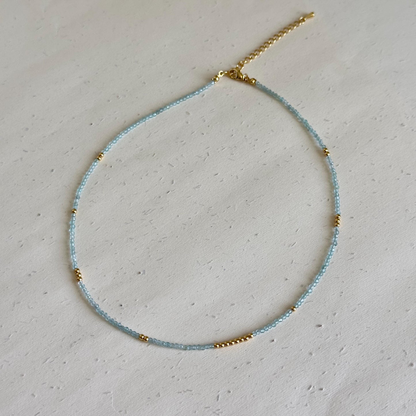 Natural Aquamarine Necklace and Bracelet Set, Real Gemstone Jewelry, March Birthstone Gift, Dainty Layered Jewelry, Natural Stone Beads