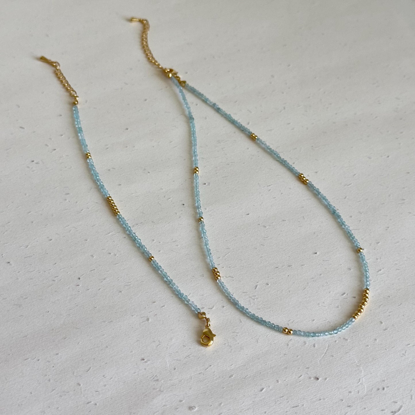 Natural Aquamarine Necklace and Bracelet Set, Real Gemstone Jewelry, March Birthstone Gift, Dainty Layered Jewelry, Natural Stone Beads