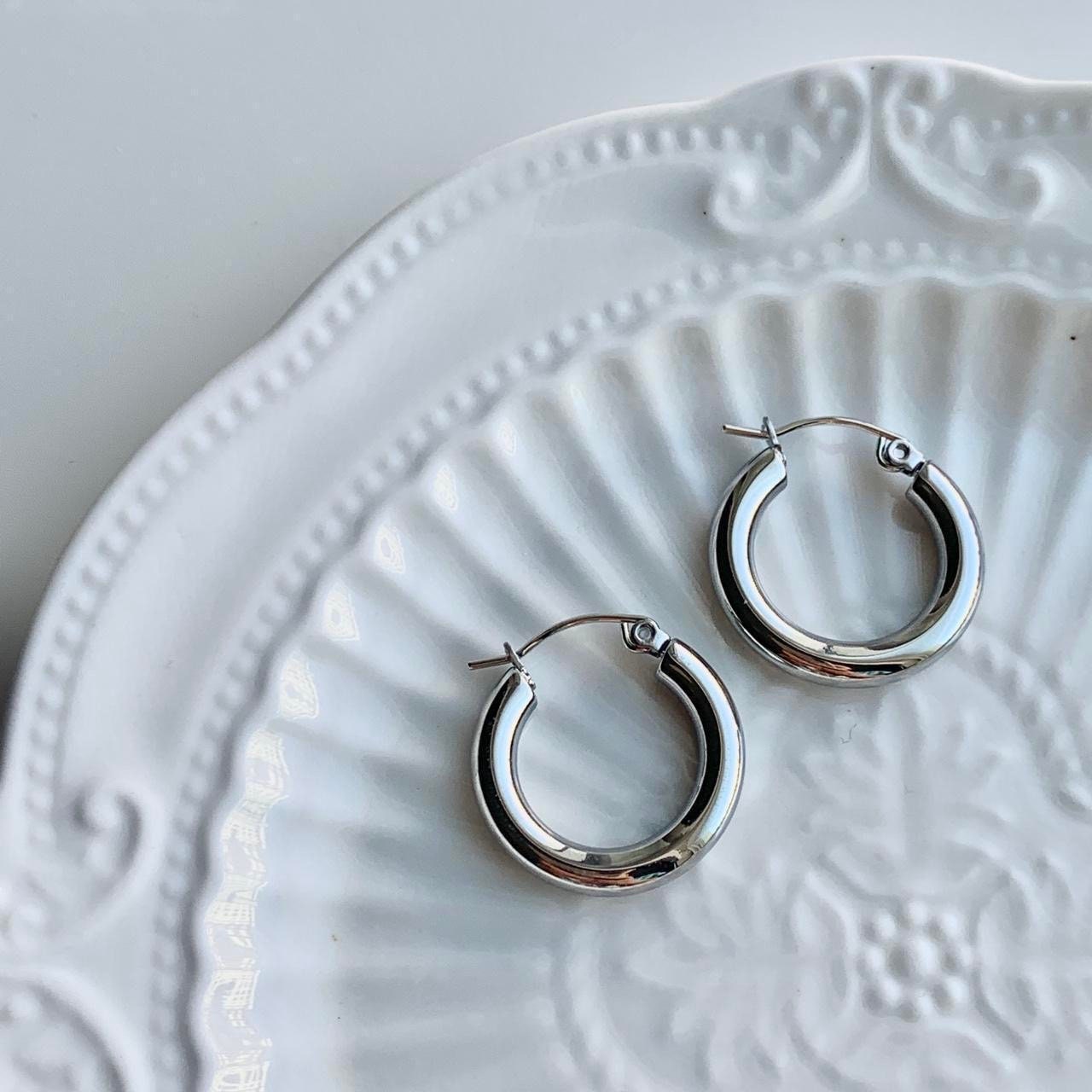 Gold hoops earrings, silver hoops earrings