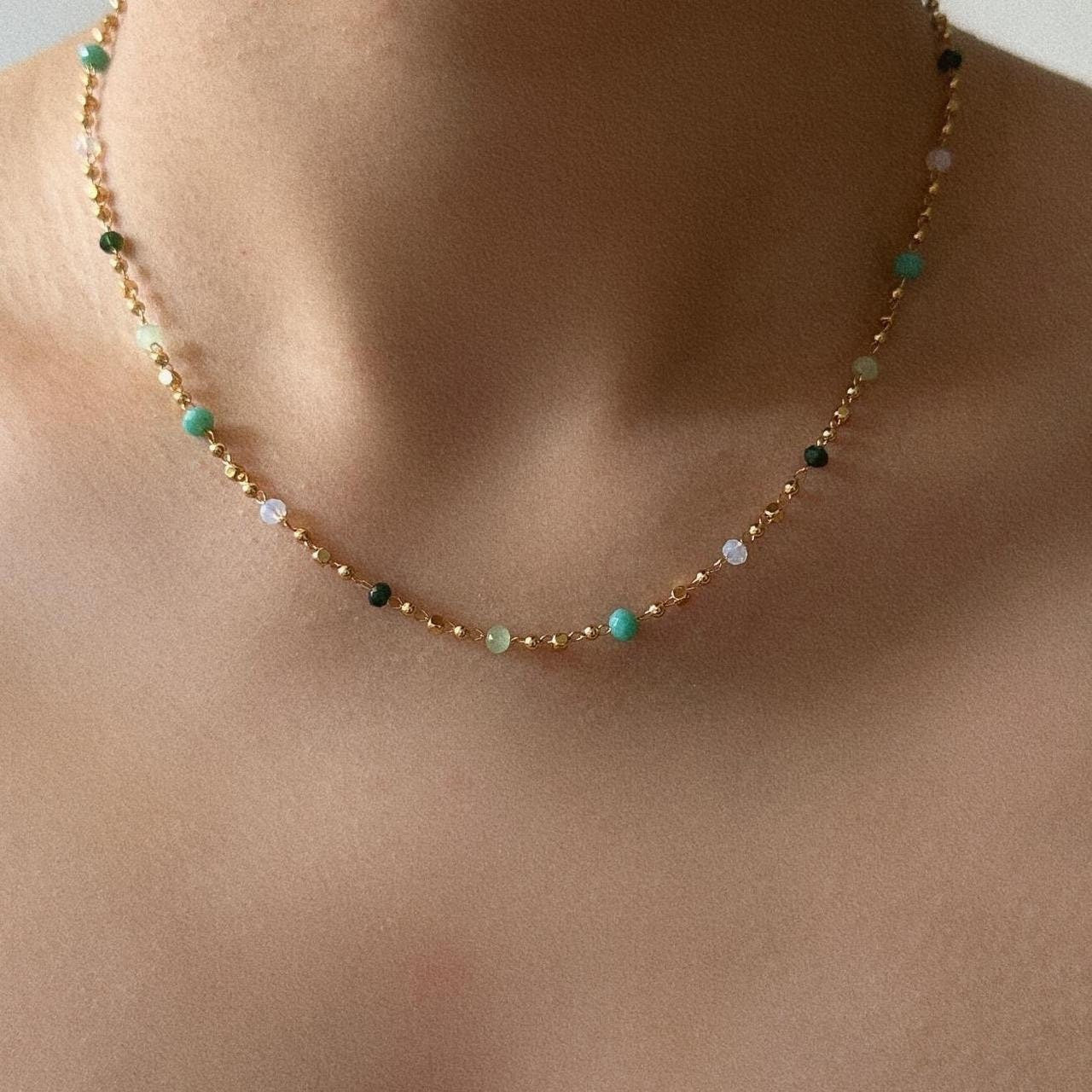 Natural blue stone beads necklace