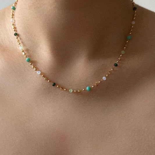 Natural blue stone beads necklace