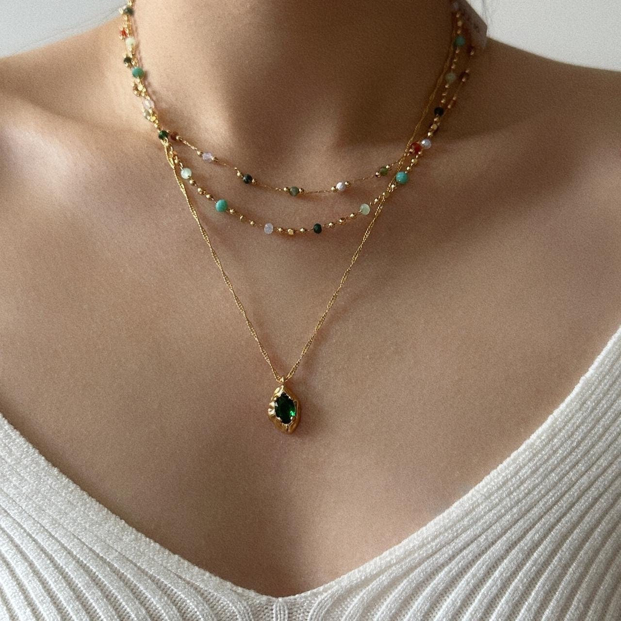 Natural blue stone beads necklace