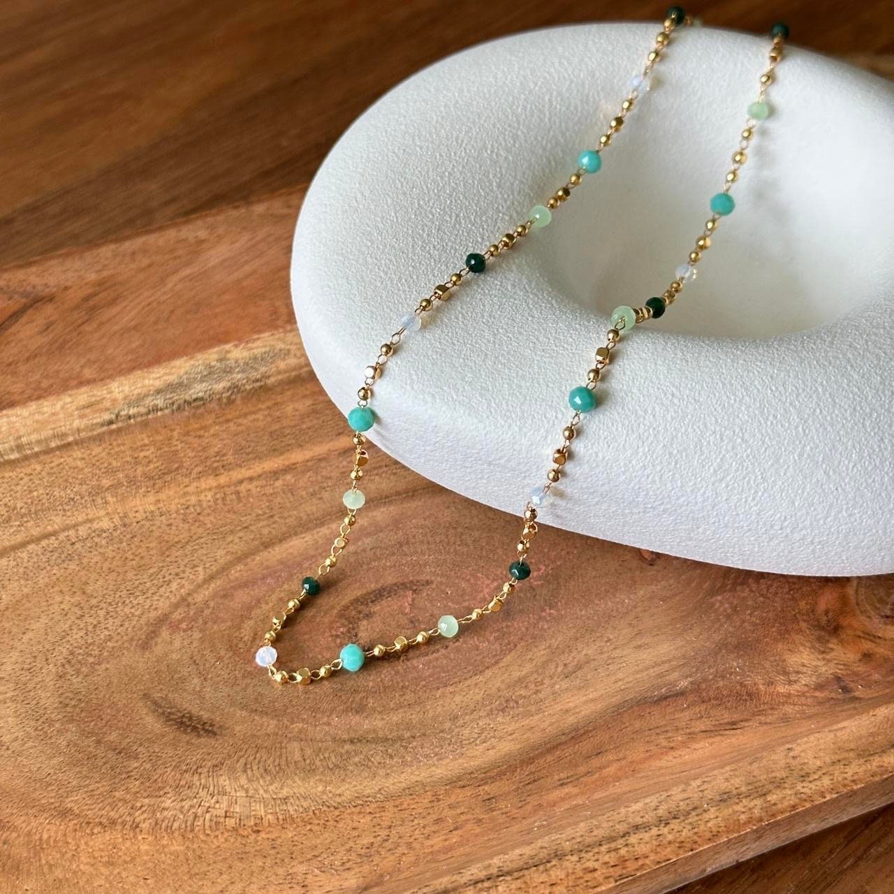 Natural blue stone beads necklace