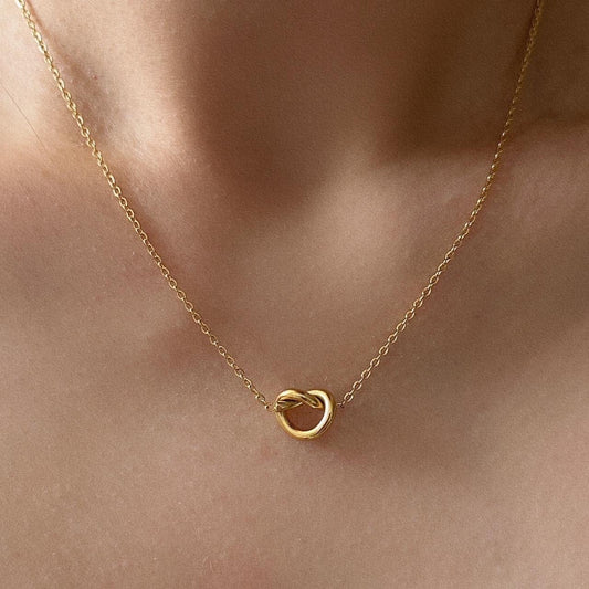 Gold Pretzel pendant chain gold pretzel necklace