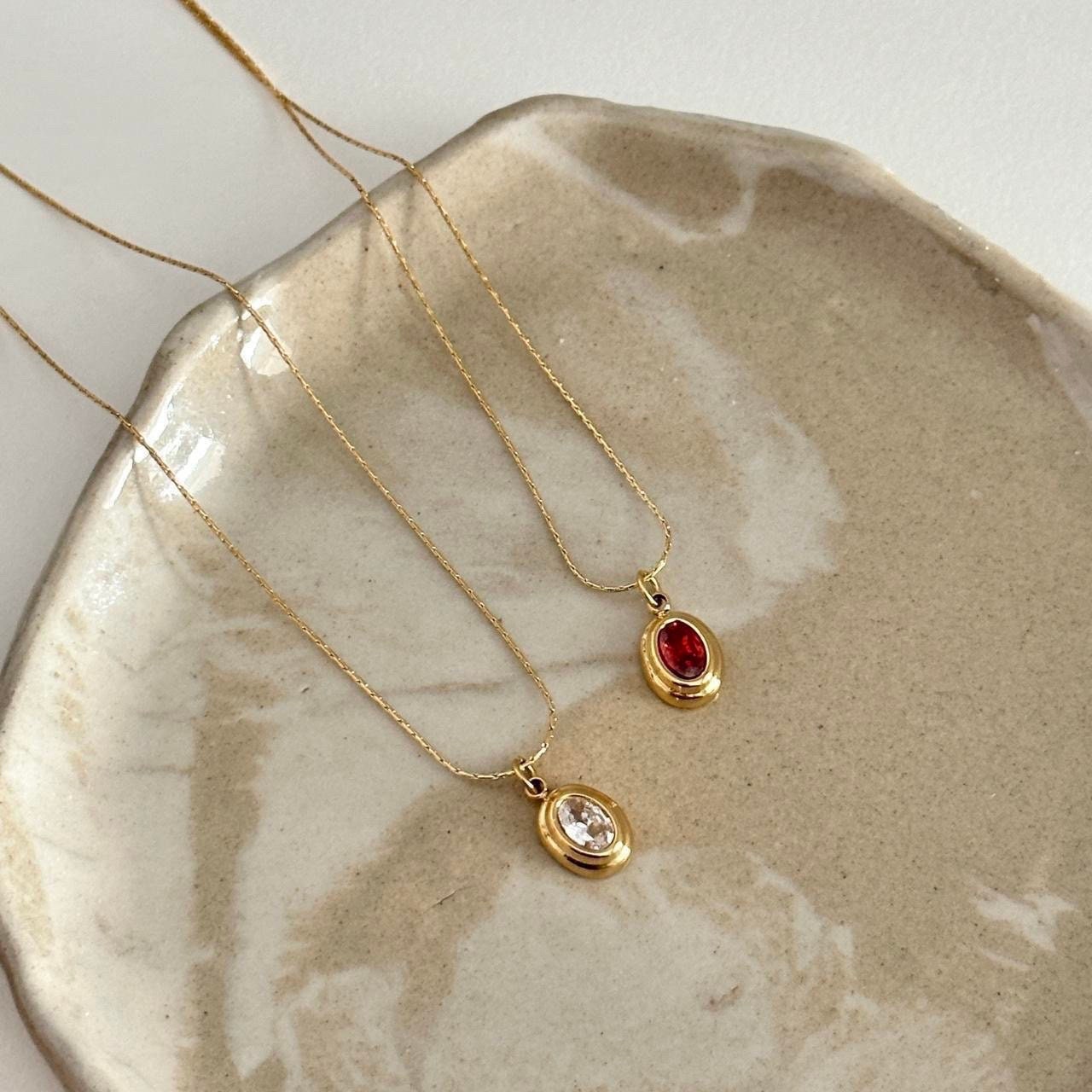 Mini Crystal pendant gold necklace