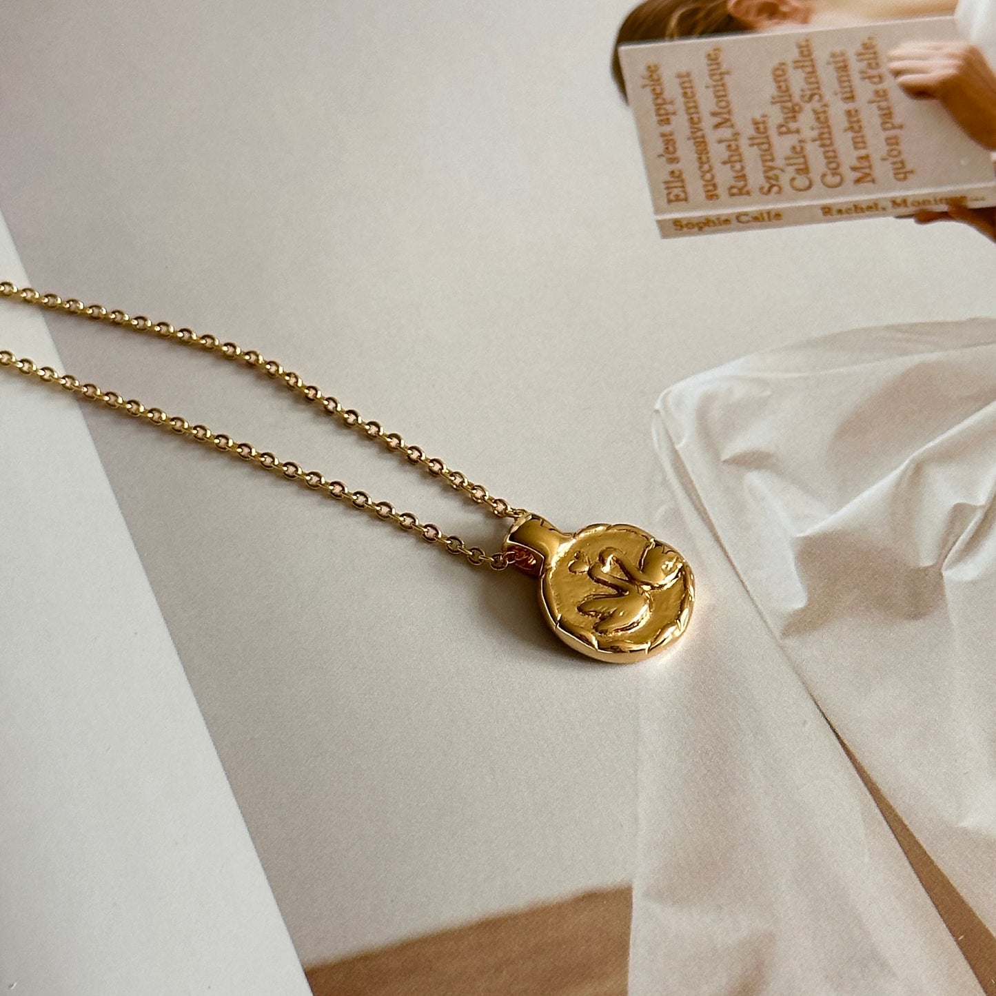 Gold Swan Pendant Necklace