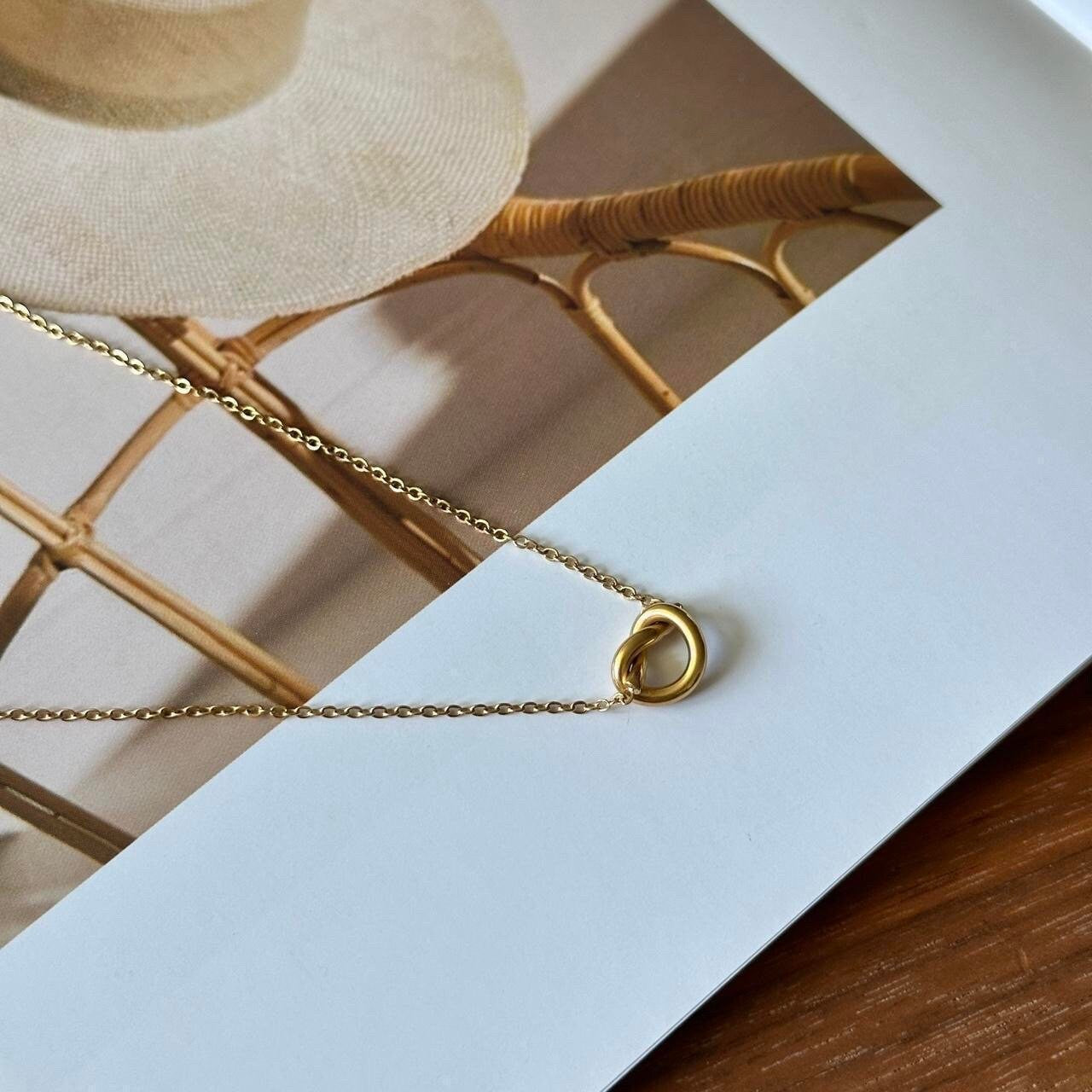 Gold Pretzel pendant chain gold pretzel necklace