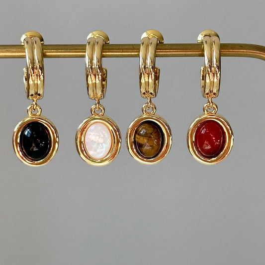 Gemstone Dangle Earrings - Vibrant and Colorful Gemstone Open Hoop Earrings