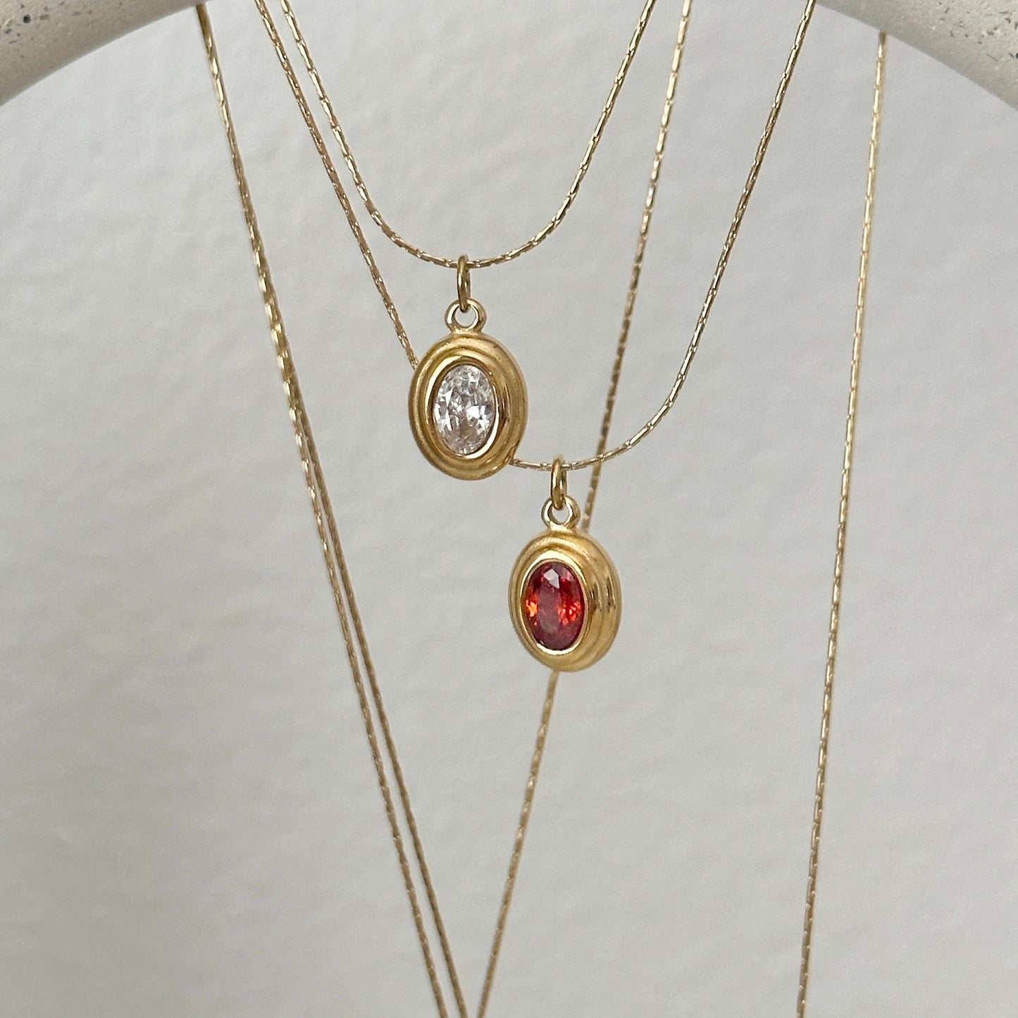 Mini Crystal pendant gold necklace