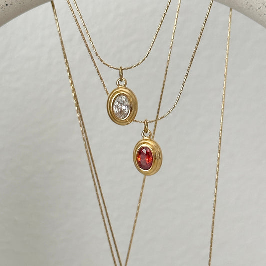 Mini Crystal pendant gold necklace