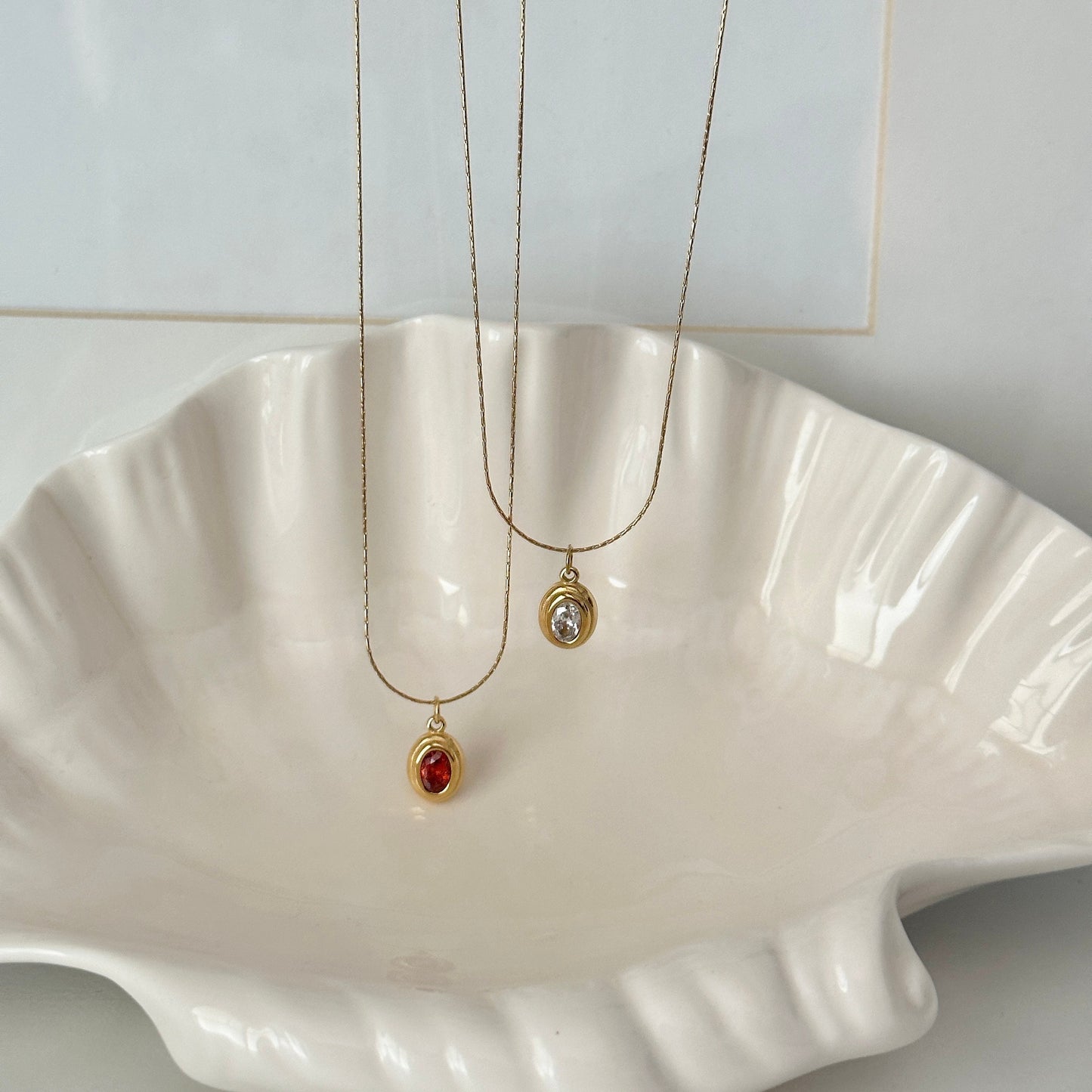 Mini Crystal pendant gold necklace
