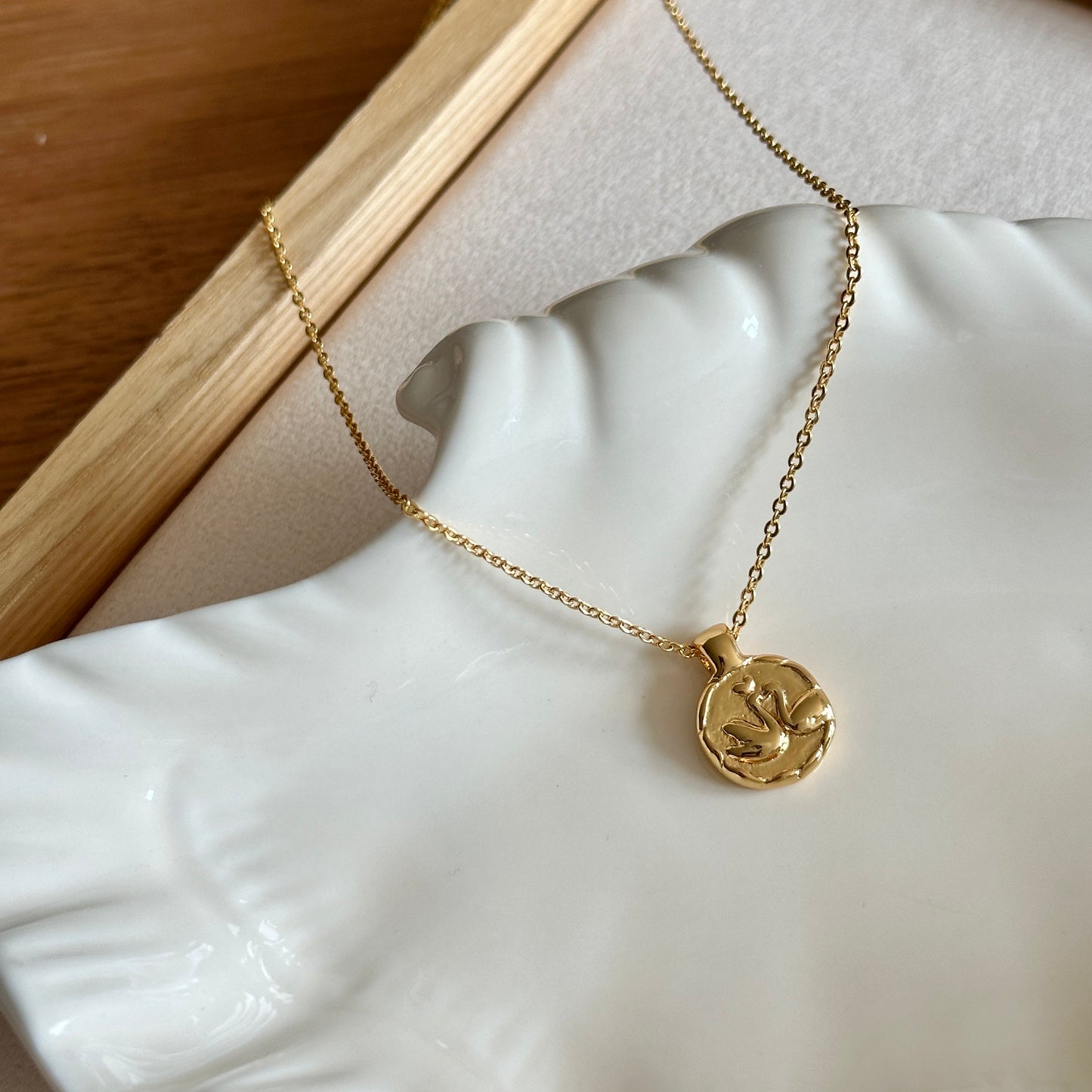 Gold Swan Pendant Necklace