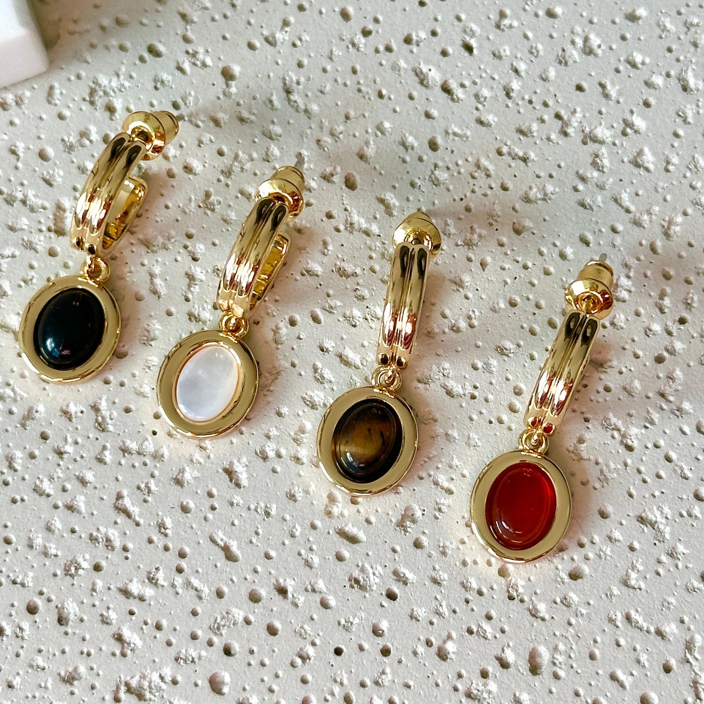 Gemstone Dangle Earrings - Vibrant and Colorful Gemstone Open Hoop Earrings