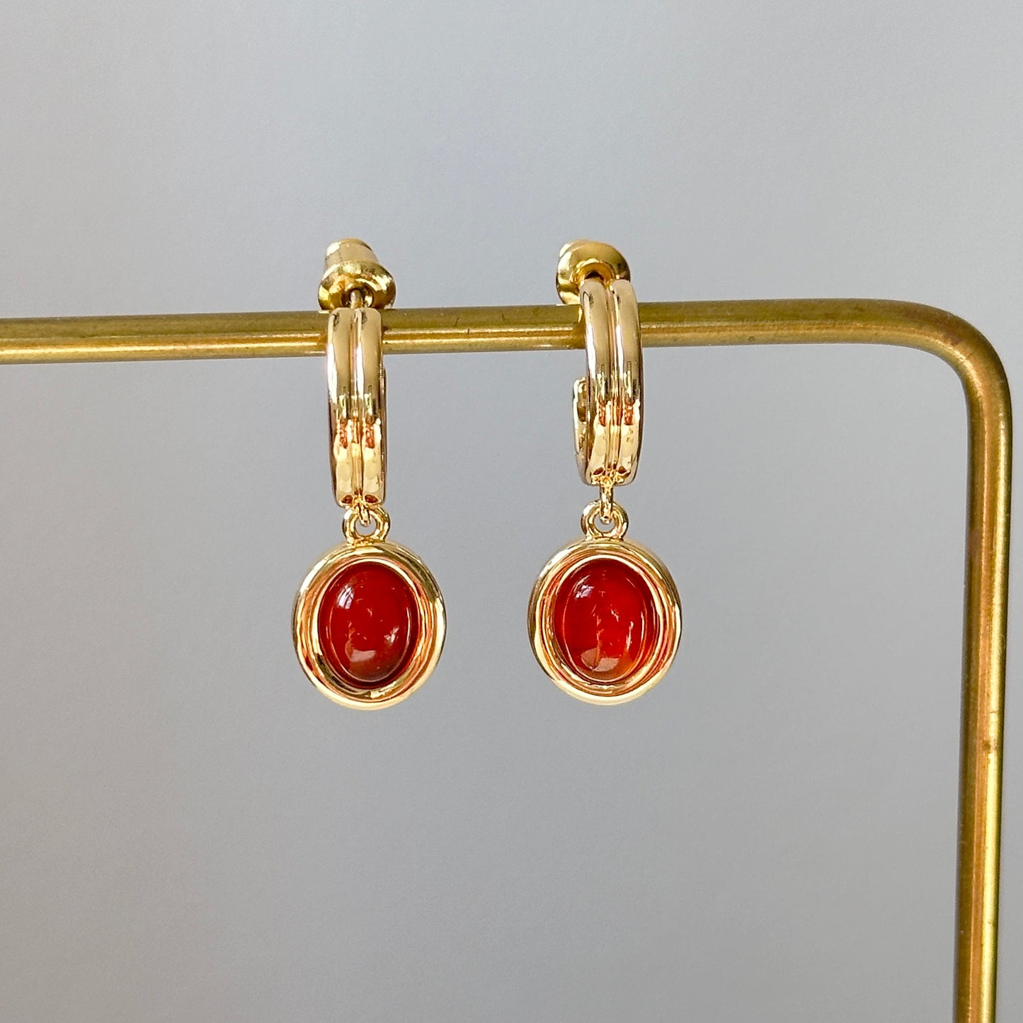 Gemstone Dangle Earrings - Vibrant and Colorful Gemstone Open Hoop Earrings