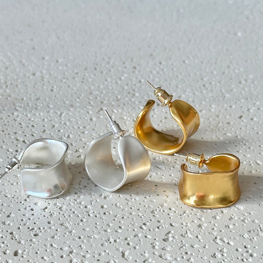 Matte Gold Open Hoops Earrings