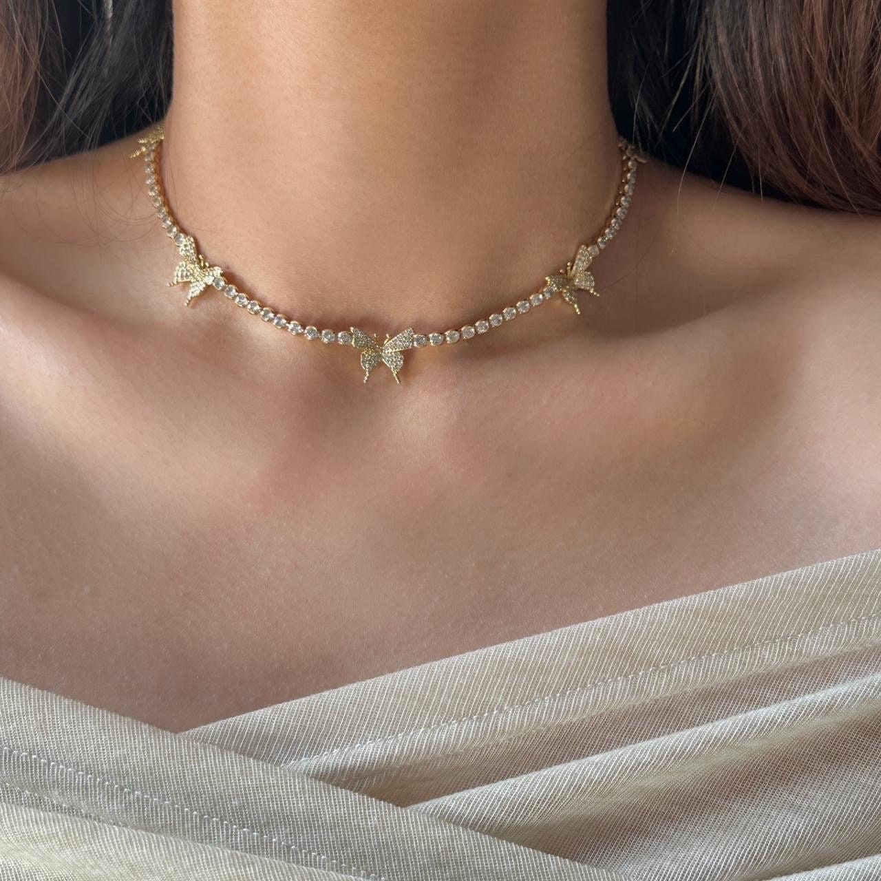 Gold/Silver Butterfly Choker, Butterfly Necklace, 18k Gold Plated Necklace, Silver Butterfly Choker, Butterfly Jewelry, Gift For Her