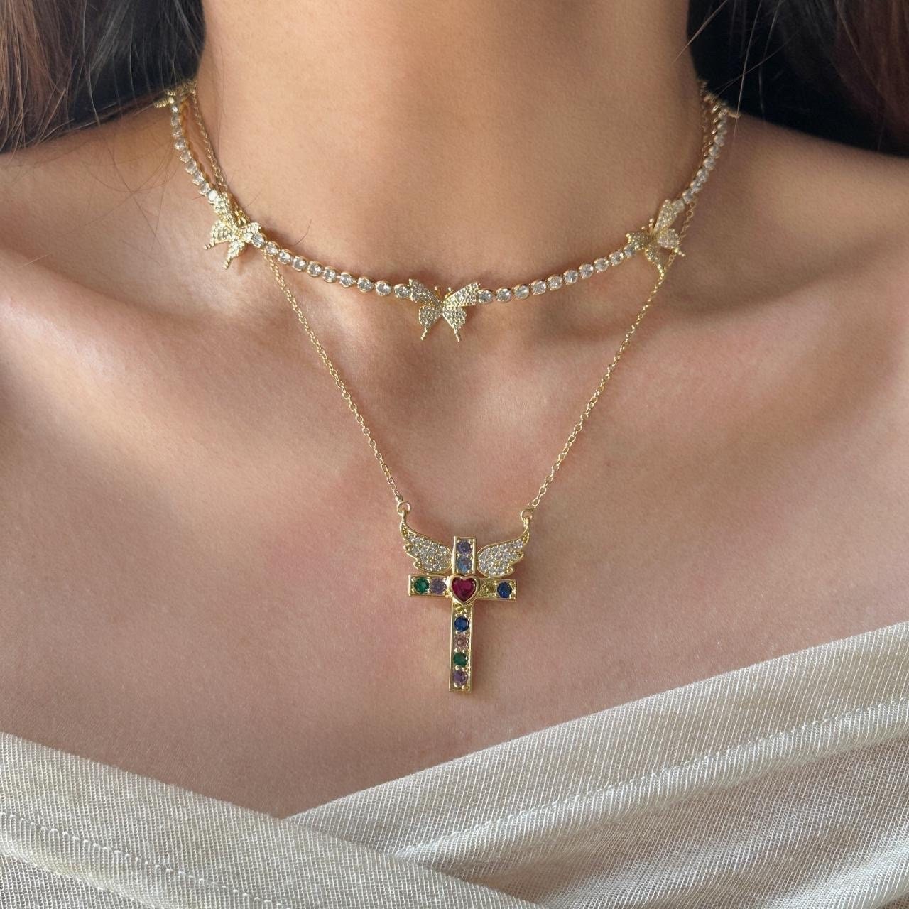 Gold/Silver Butterfly Choker, Butterfly Necklace, 18k Gold Plated Necklace, Silver Butterfly Choker, Butterfly Jewelry, Gift For Her