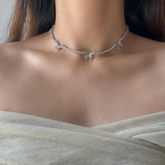 Gold/Silver Butterfly Choker, Butterfly Necklace, 18k Gold Plated Necklace, Silver Butterfly Choker, Butterfly Jewelry, Gift For Her