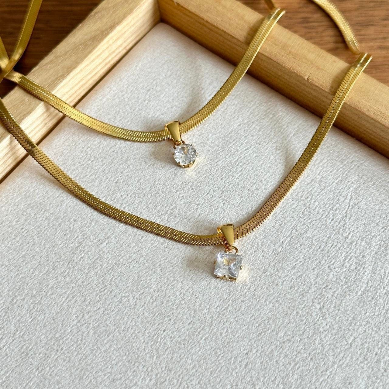 Gold Shiny Zirconia Necklace