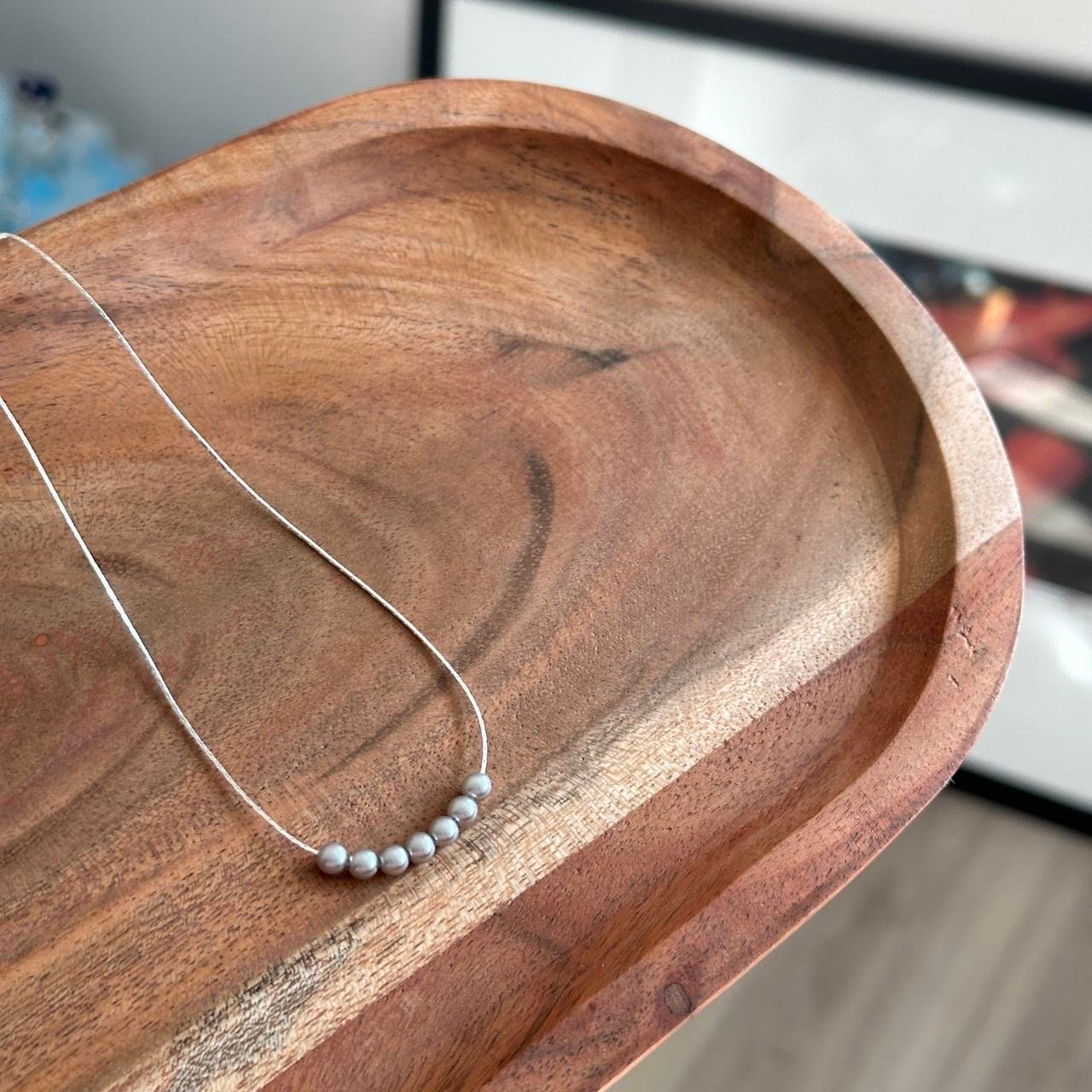 Seven Pearls Gold Thin Necklace, Pearl Necklace