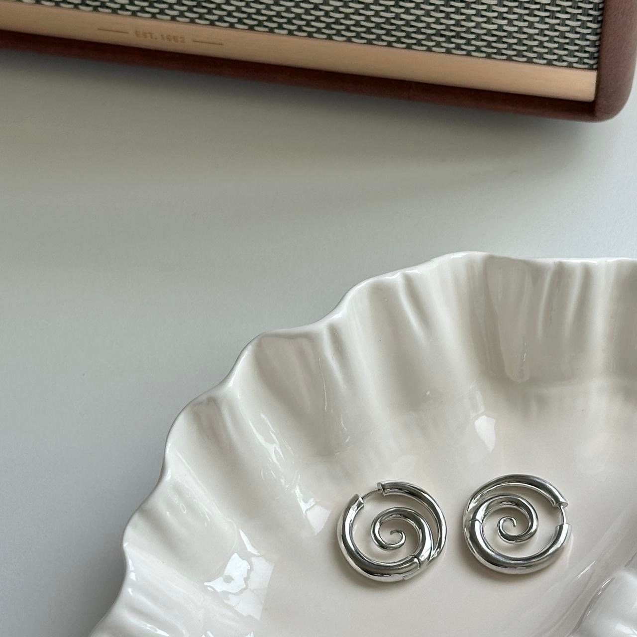 Silver Spiral Earrings, Fake Gauge, Spiral Hoop Earrings