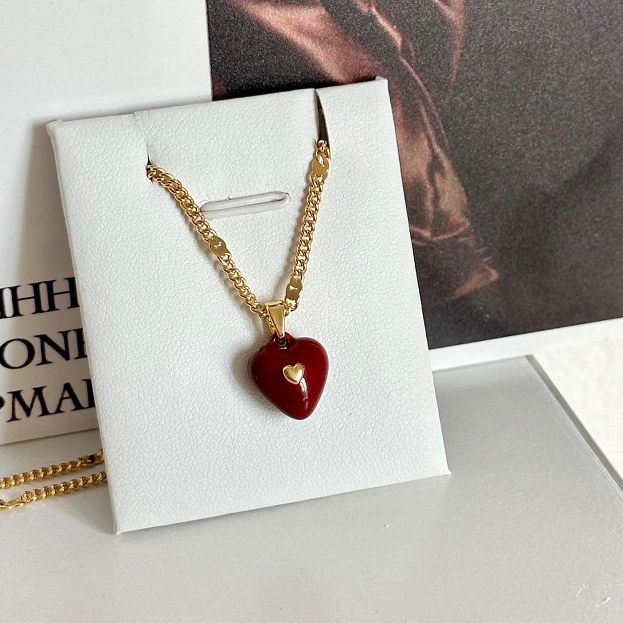 Red Enamel Heart Pendant Necklace