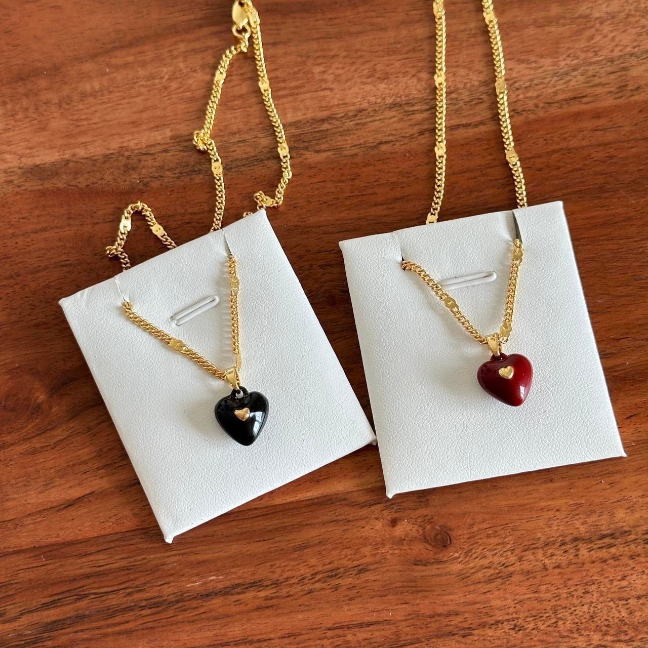 Red Enamel Heart Pendant Necklace