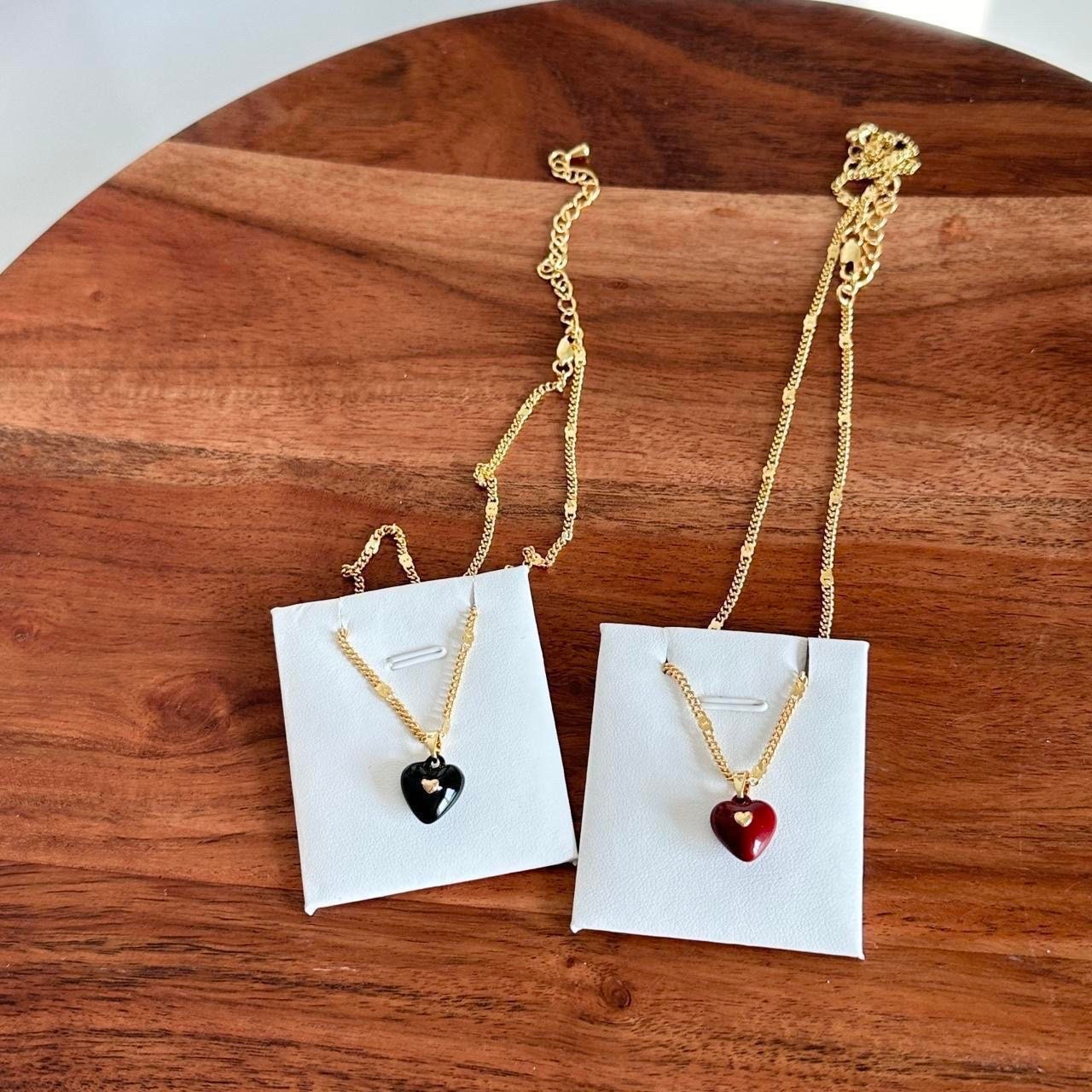 Red Enamel Heart Pendant Necklace
