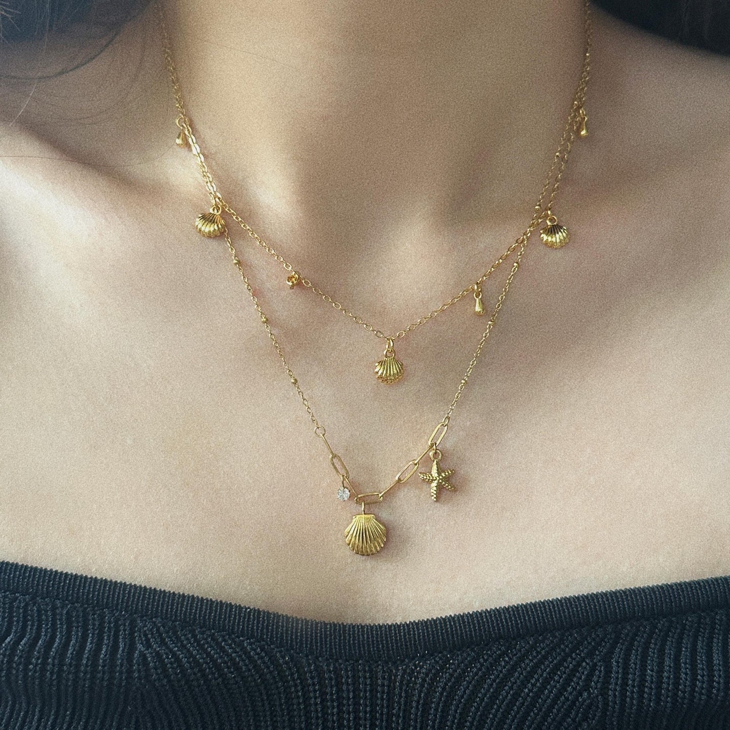 Shell Drops Necklace, Cute Shell Necklace