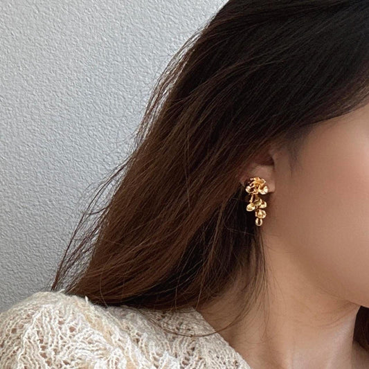 Gold Leaf Earrings, Floral Dangle Earring