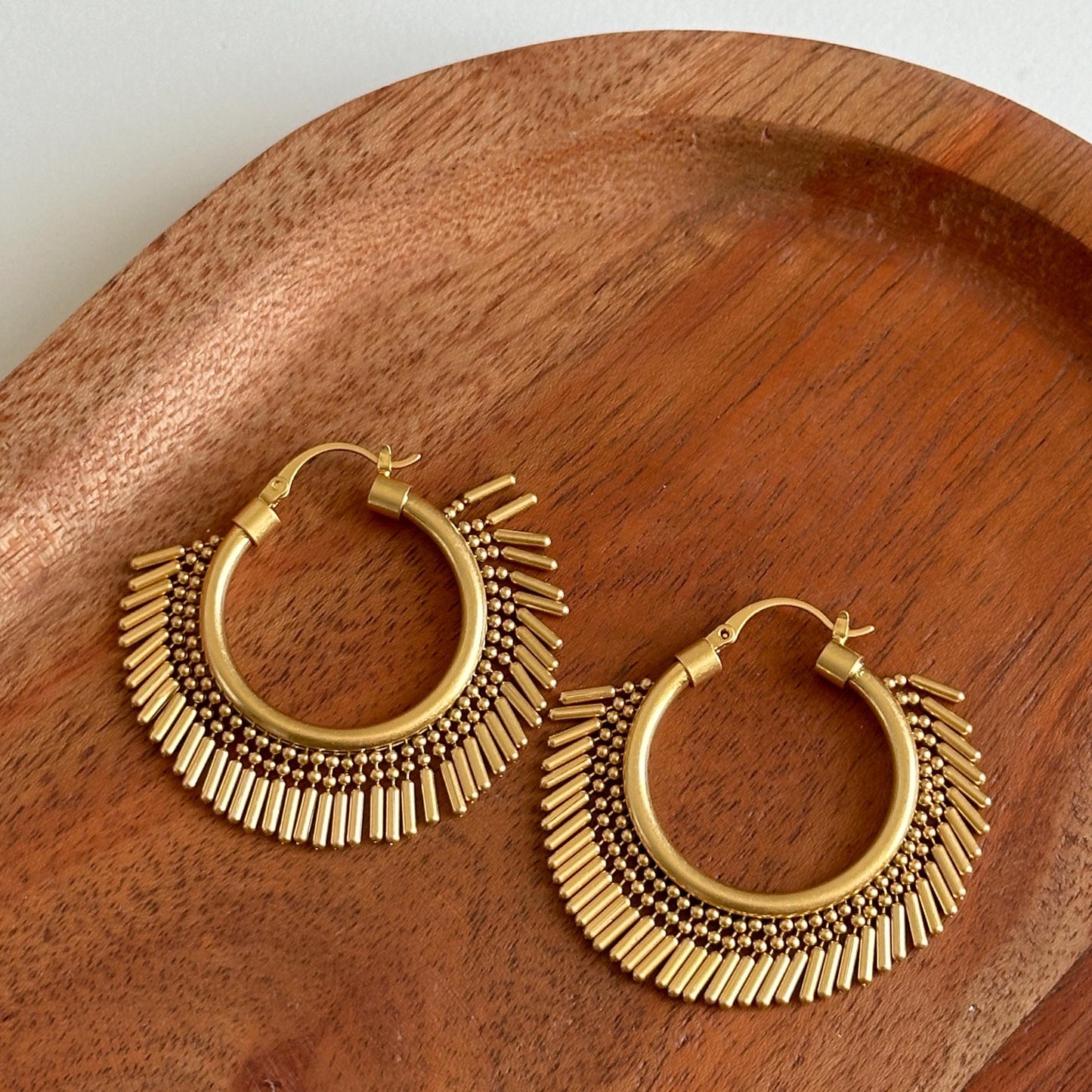 Gold Tassel Hoop Earrings, Hoops Earring, Gold Fringe Earrings, Party Earrings, Boho Hoop Earrings, Gift for Her