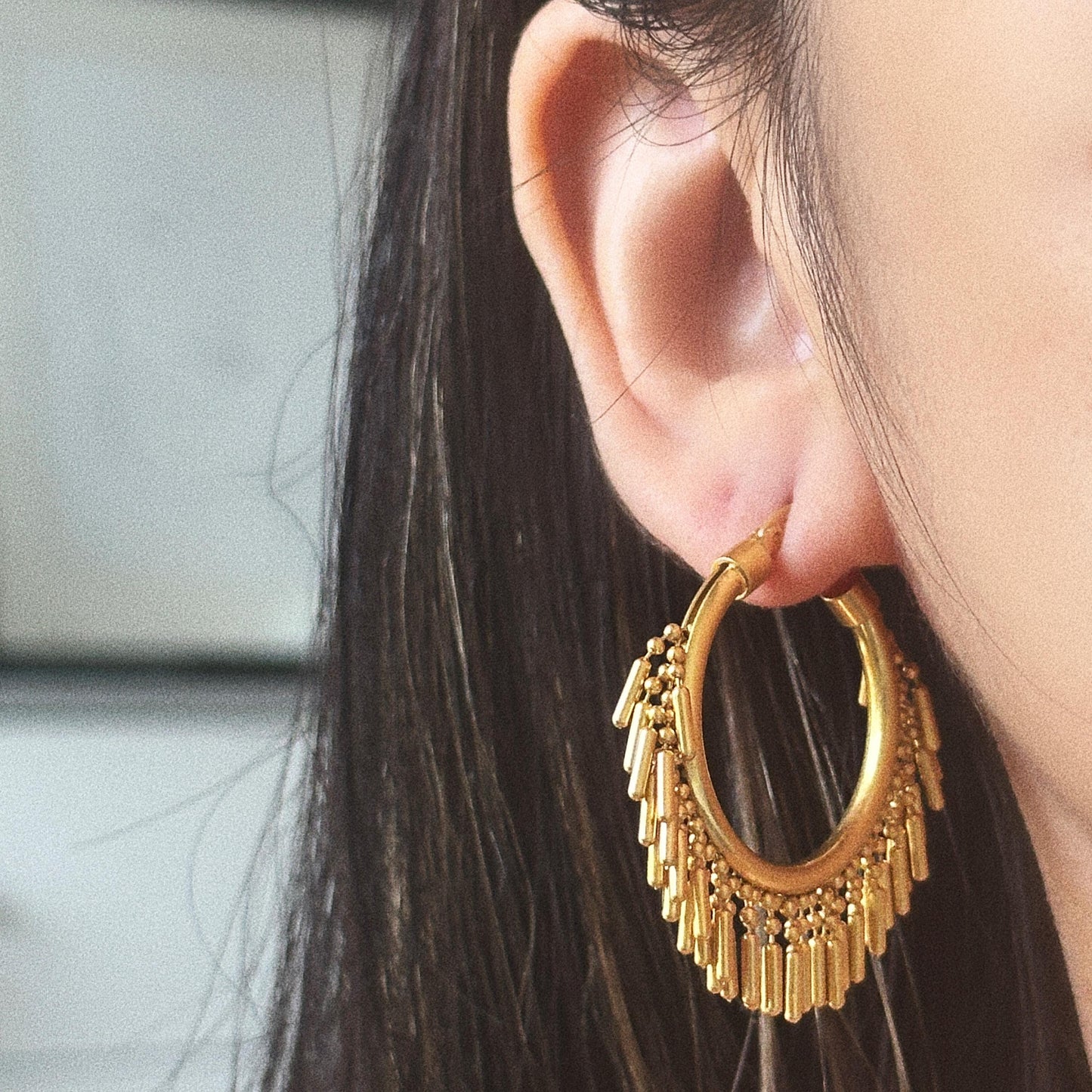 Gold Tassel Hoop Earrings, Hoops Earring, Gold Fringe Earrings, Party Earrings, Boho Hoop Earrings, Gift for Her