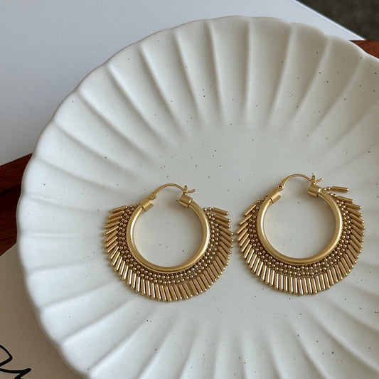 Gold Tassel Hoop Earrings, Hoops Earring, Gold Fringe Earrings, Party Earrings, Boho Hoop Earrings, Gift for Her