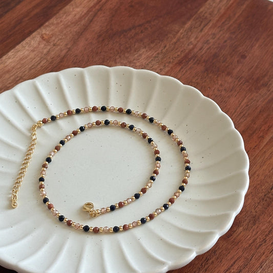 Retro Natural Stone Beaded Necklace