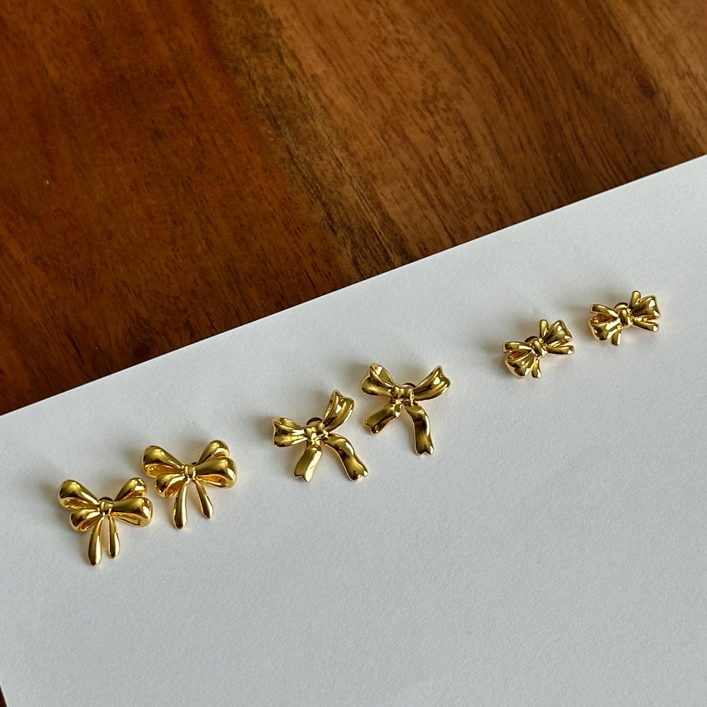 Gold Tiny Stud Bow Earrings