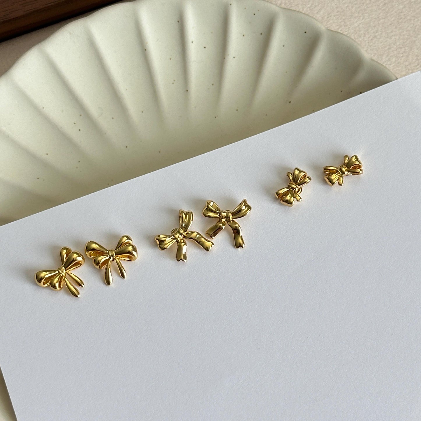 Gold Tiny Stud Bow Earrings