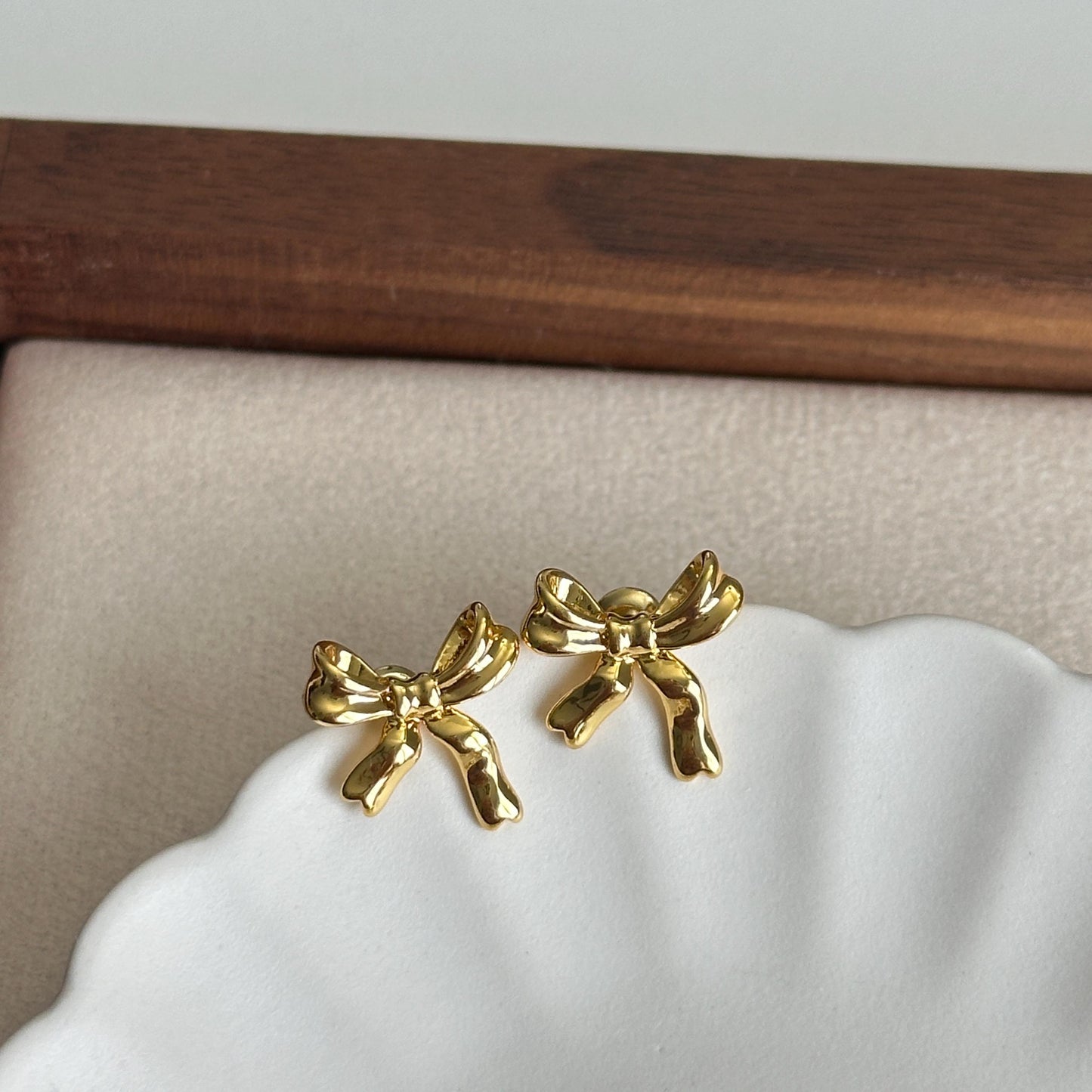 Gold Tiny Stud Bow Earrings