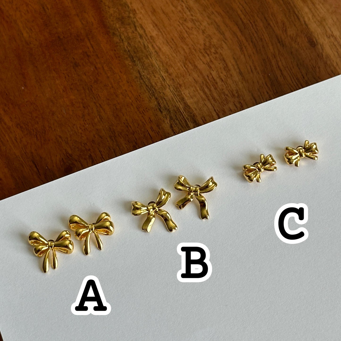 Gold Tiny Stud Bow Earrings