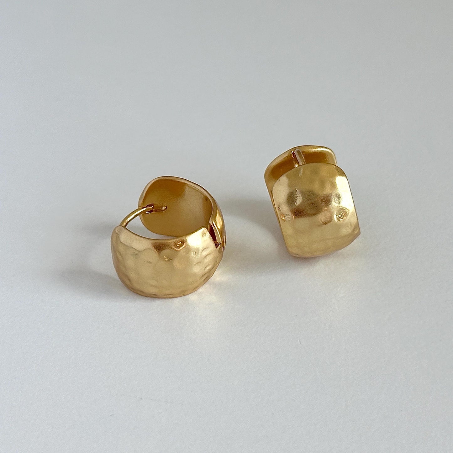 Hammered Gold Hoop Earrings, Matte Chunky Hoop Earrings, Textured Dome Style Statement Earrings, Lightweight Bold Gold Earrings for Women