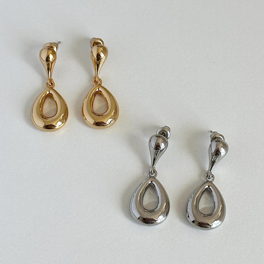Gold Plated Gold Silver Drop Dangle Earrings