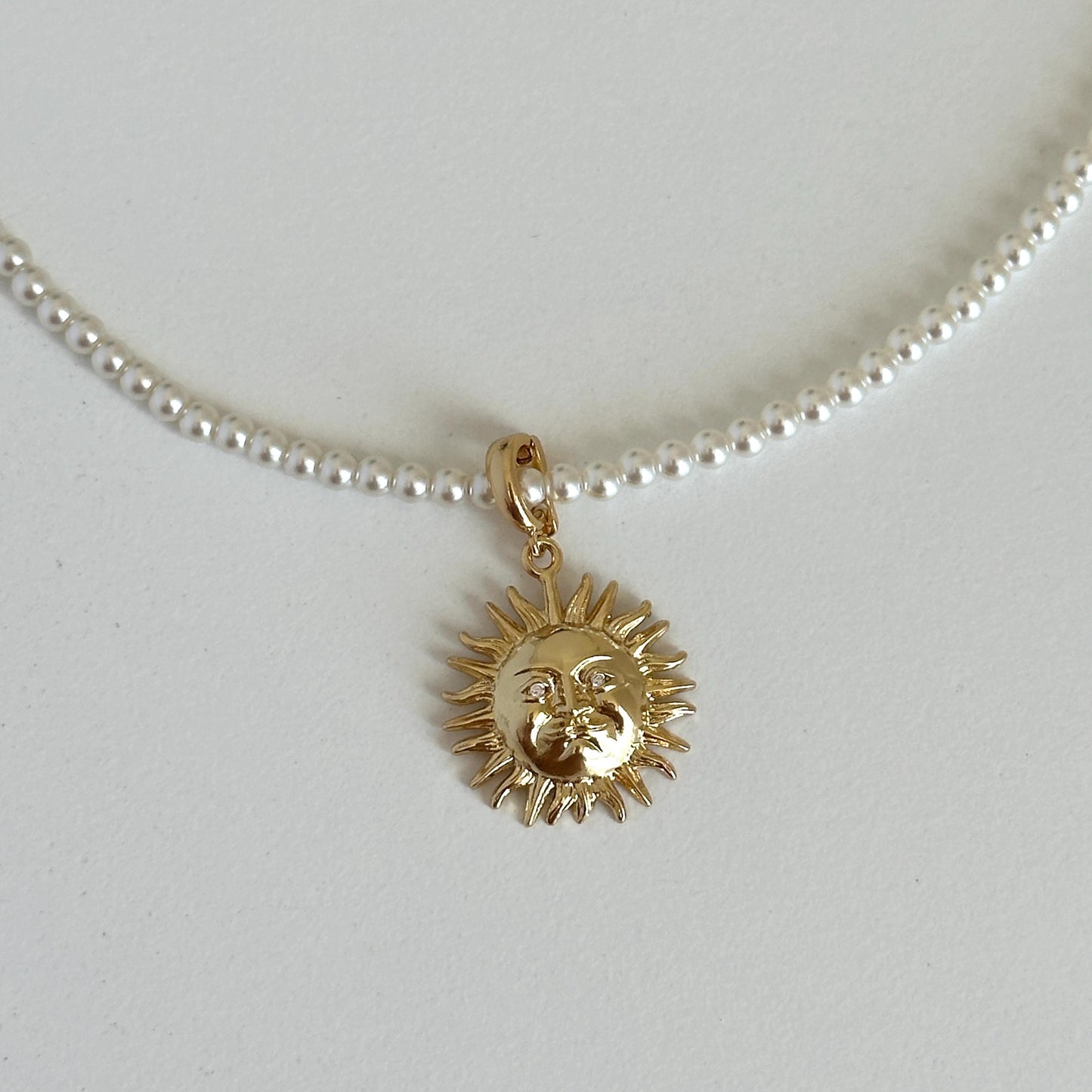 Gold Sun Face Necklace, Sun Face Hoops Earrings