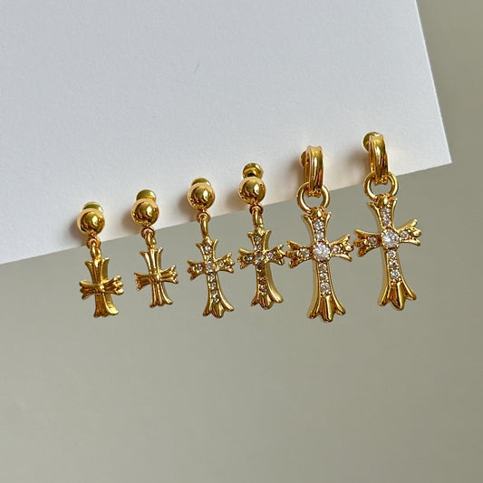 Gold Cross Stud Earrings, Mini Cross Earrings
