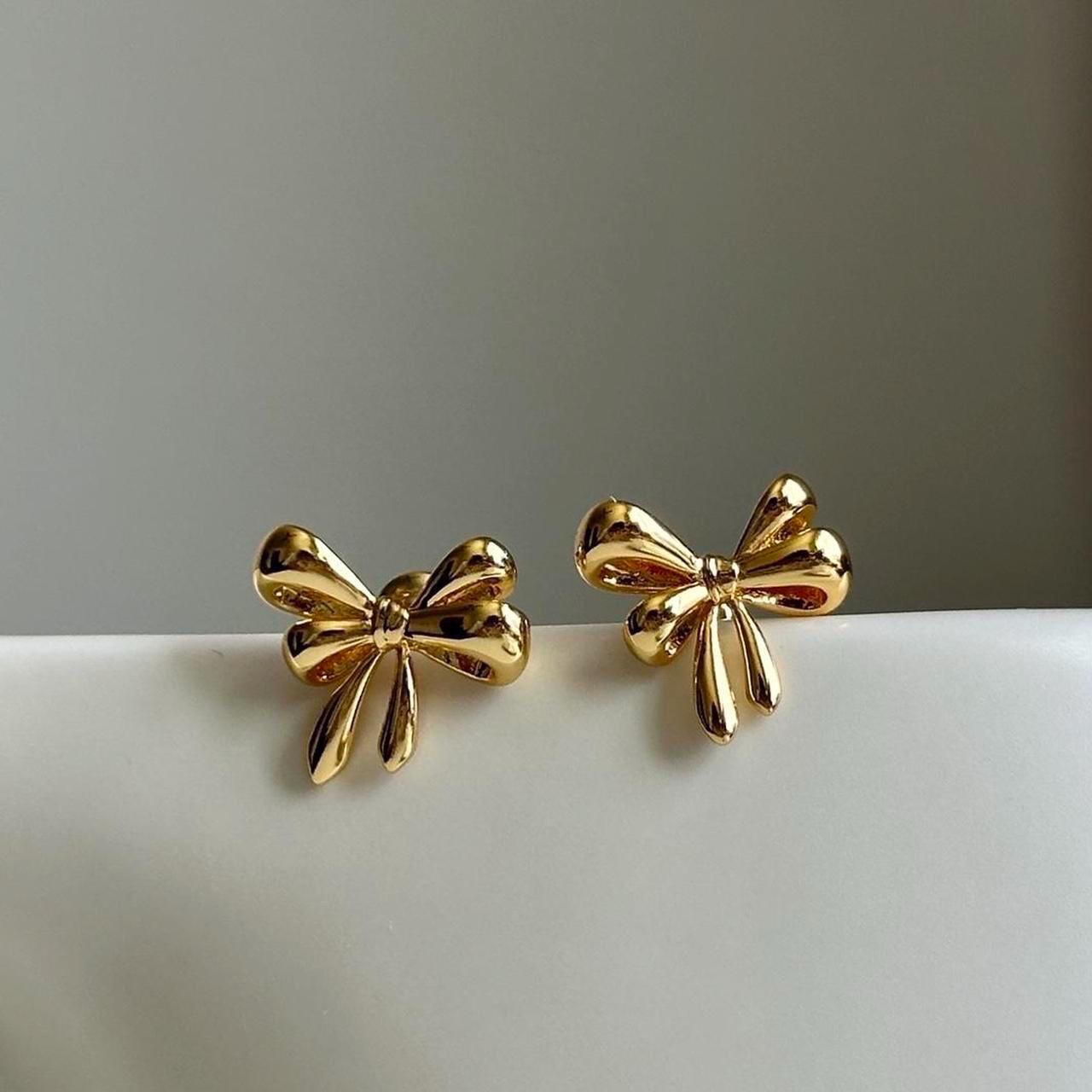 Gold Tiny Stud Bow Earrings