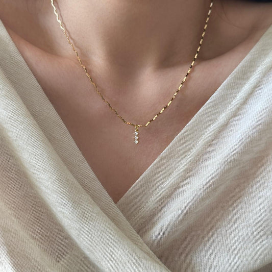 Gold Mini Shiny Zirconia Charm Necklace