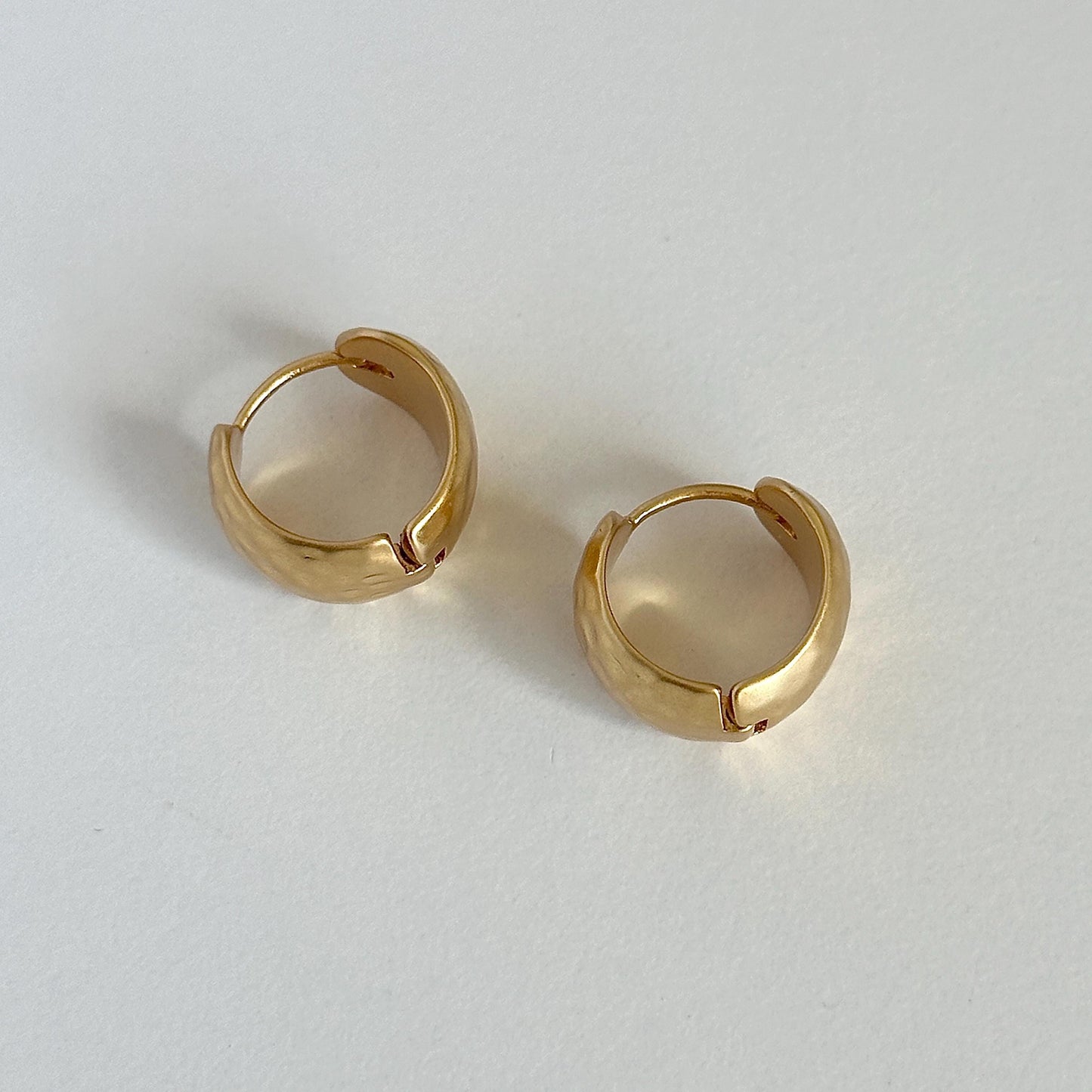 Hammered Gold Hoop Earrings, Matte Chunky Hoop Earrings, Textured Dome Style Statement Earrings, Lightweight Bold Gold Earrings for Women