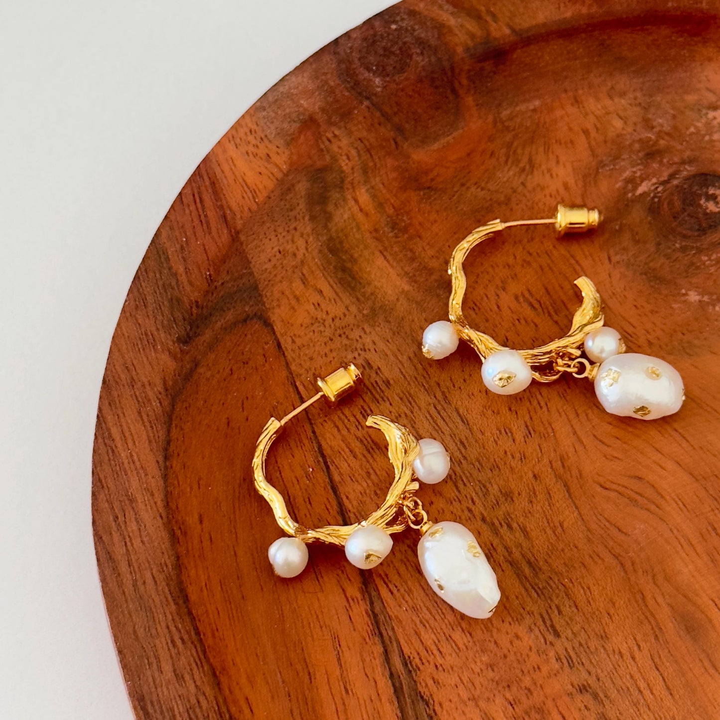 French Baroque Vintage Earrings with Gold Foil
