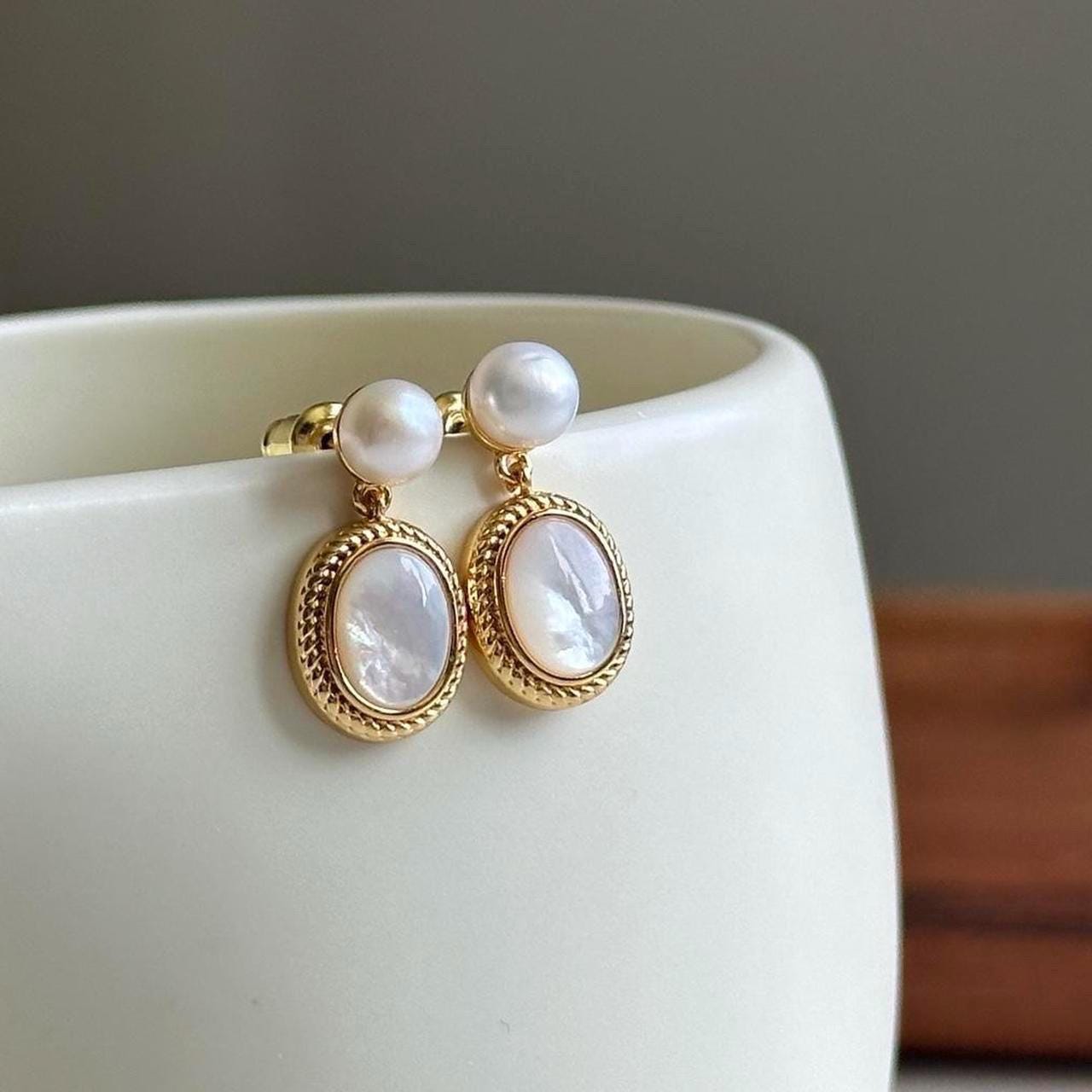 Gold Freshwater Pearl Earrings