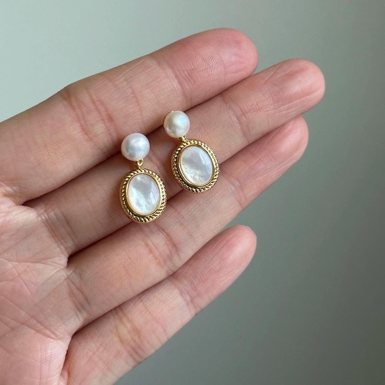 Gold Freshwater Pearl Earrings