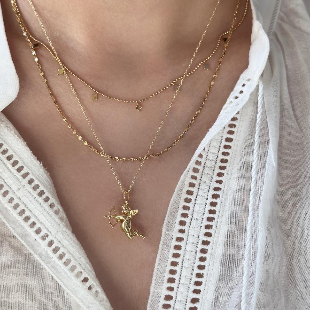 Gold Cupid's Arrow Pendant Necklace