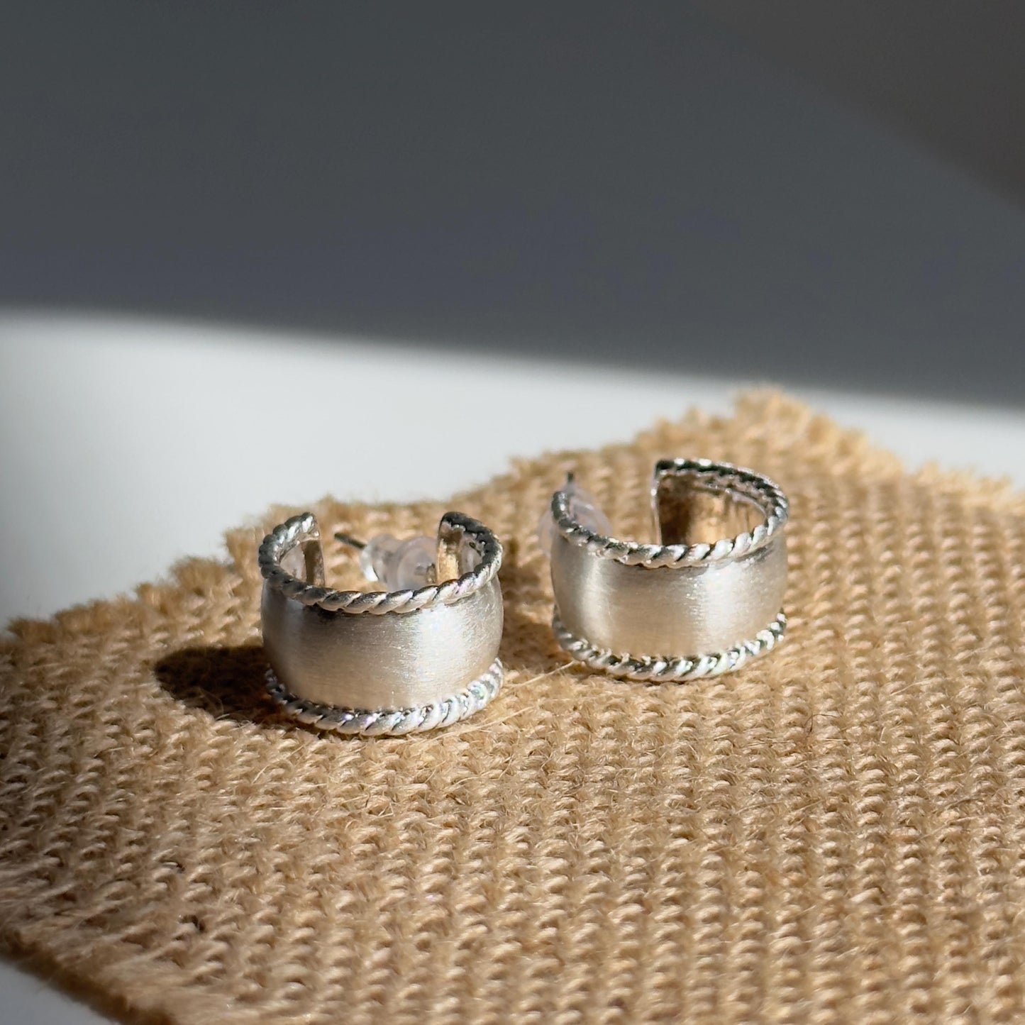 Matte Gold Twine Open Hoops Earrings
